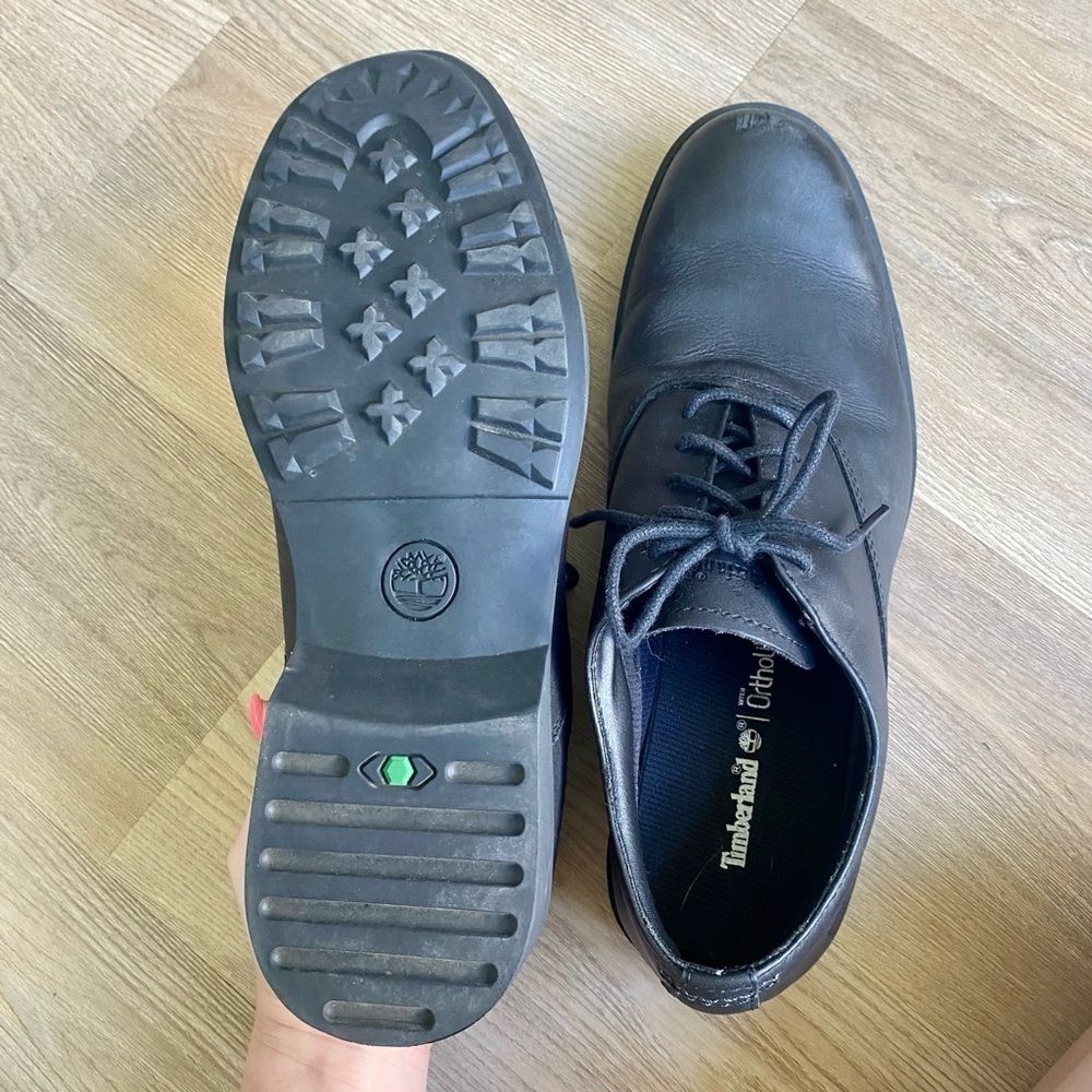 Timberland Ortholite Black Leather Formal Dress Shoes Low - Picture 8 of 8